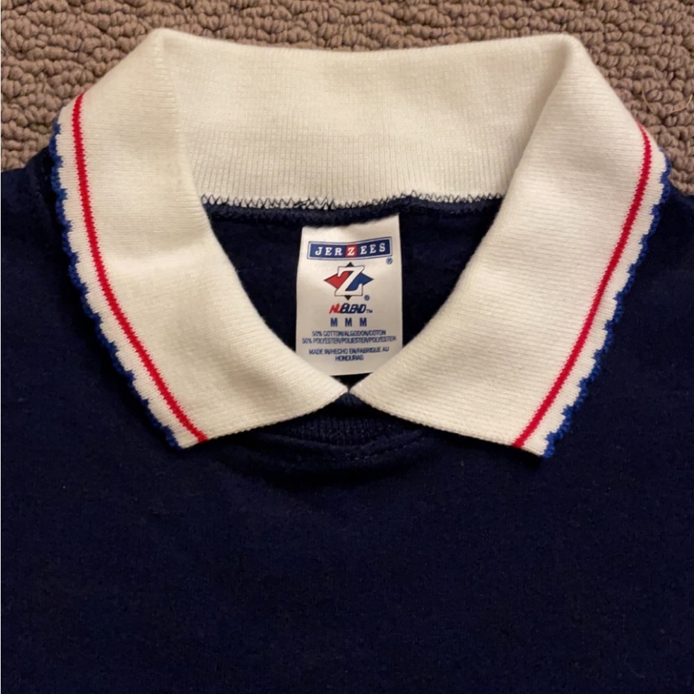 alaska american flag embroidered double collared oversized crewneck sweatshirt - Picture 4 of 6